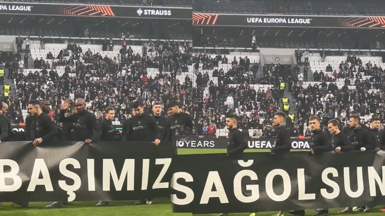 Beşiktaş, maça "Başımız Sağ Olsun" pankartıyla çıktı 3 497601