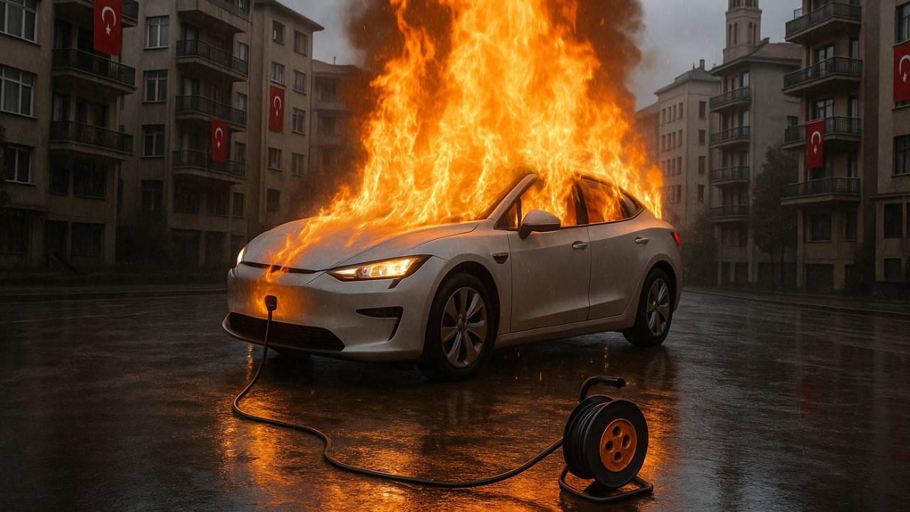 Şarjda kullanılan makaralı uzatma kablosu otomobili küle çevirdi 18 1 43